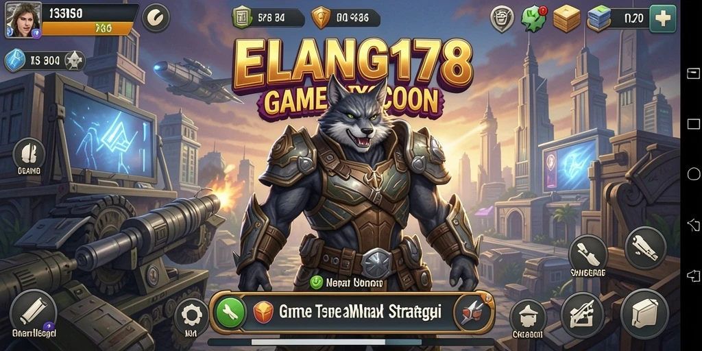 Screenshot gameplay ELANG178 yang menunjukkan manajemen bisnis yang intens.