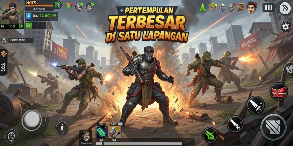 Tangkapan layar HOT51 memperlihatkan aksi seru dalam pertempuran Battle Royale.