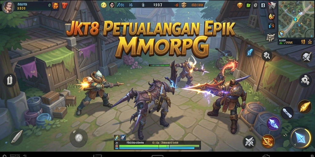 Tangkapan layar menunjukkan pertarungan seru dalam game MMORPG JKT8.