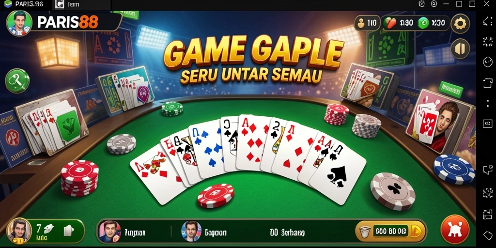 Tampilan antarmuka gameplay Gaple yang memukau di PARIS88.