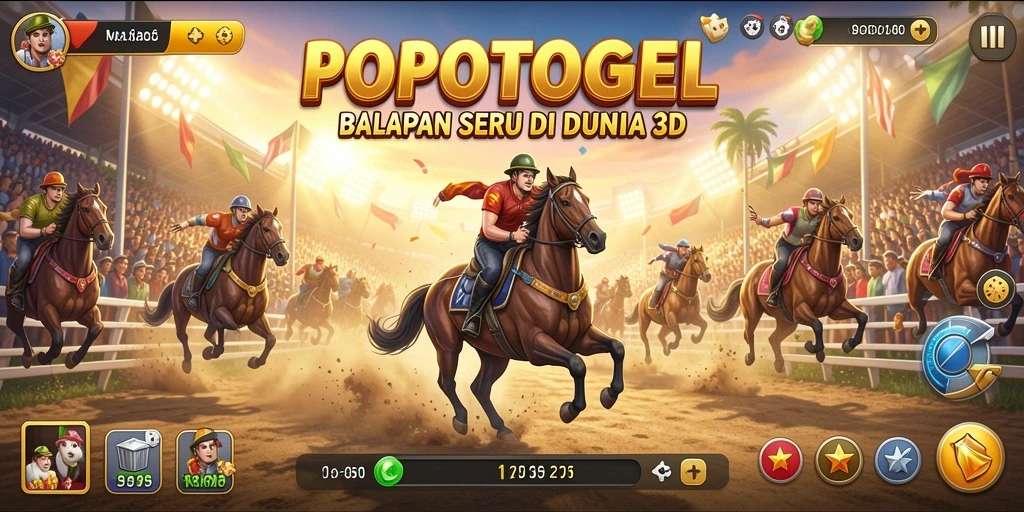 Gameplay seru dalam balapan 3D POPOTOGEL yang menegangkan.