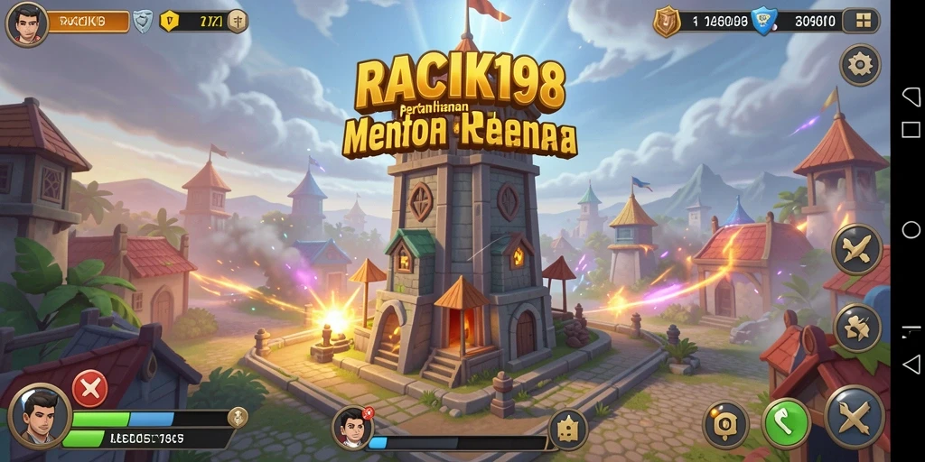 Tampilan layar permainan Tower Defense yang penuh aksi dan strategi.
