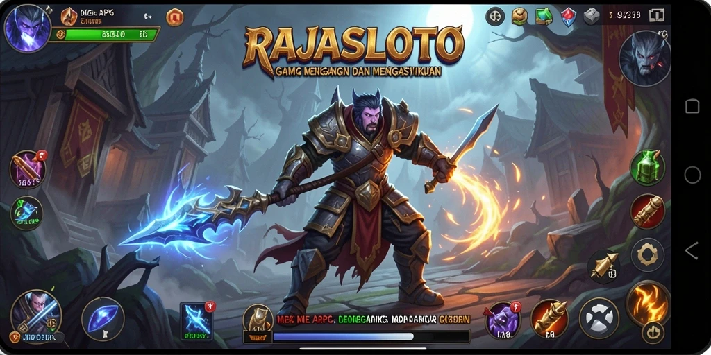 Tampilan gameplay ARPG RAJASLOTO yang menegangkan.