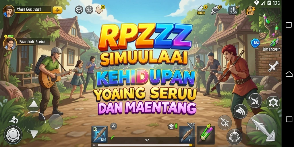 Screenshot gameplay RPZZZ menampilkan interaksi karakter dalam simulasi kehidupan.