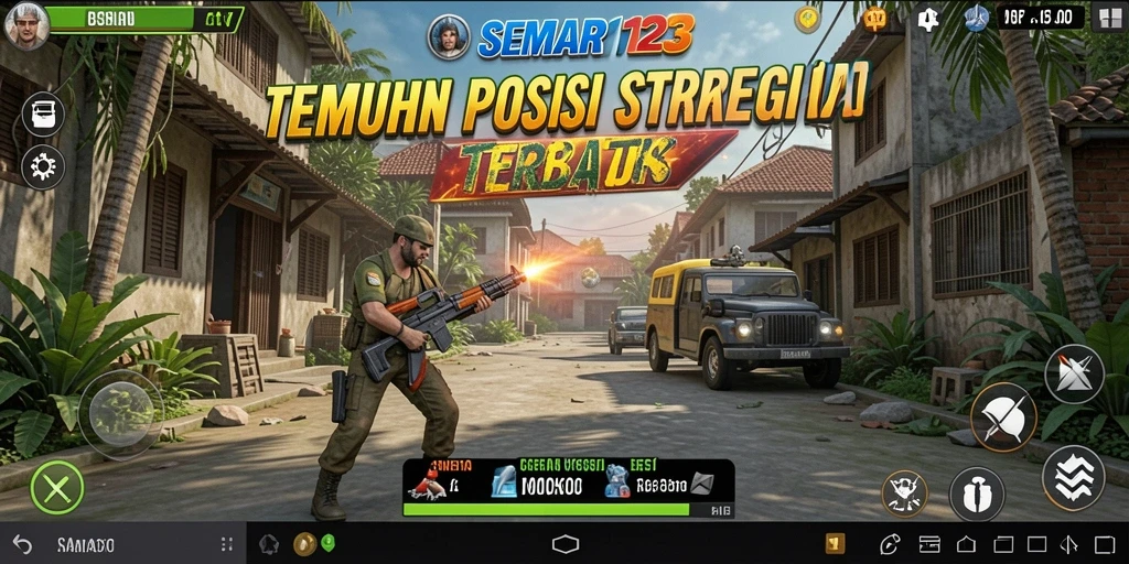 Screenshot utama SEMAR123 menampilkan aksi tembak-menembak yang intens.